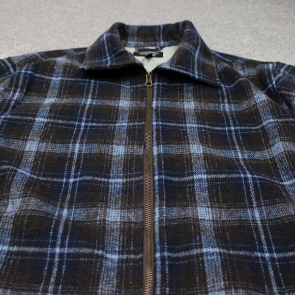 WeSC Flannel Shirt Jacket Mens 2XL Womens 3XL Blue/Brown Plaid Lined L/S Button - Picture 4 of 13